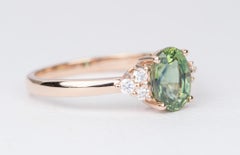 1.57ct Oval Sapphire with Diamond Sides 14K Rose Gold Engagement Ring AD1756-13