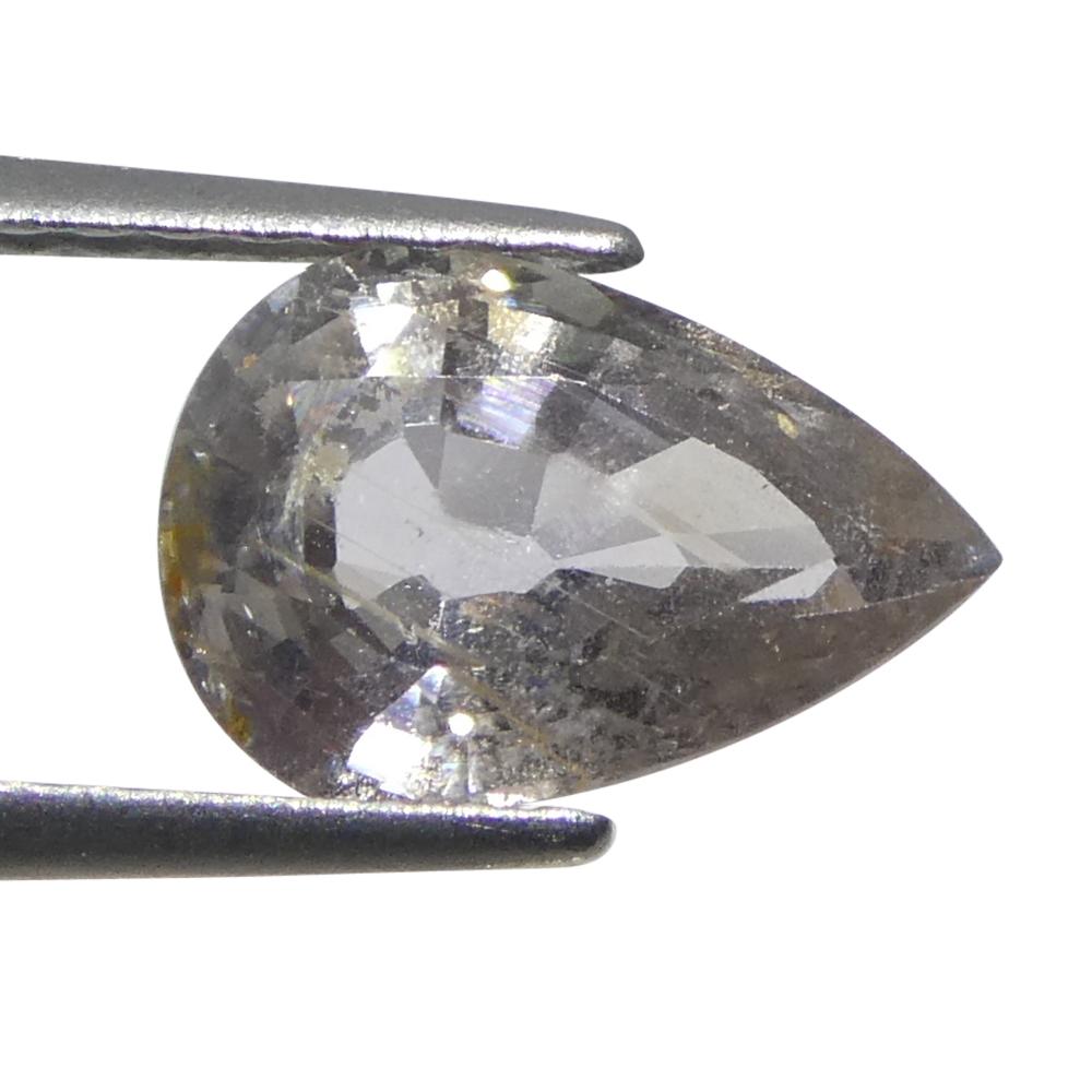 Taglio brillante 1,57ct Zaffiro grigio-violaceo a pera della Tanzania non riscaldato in vendita