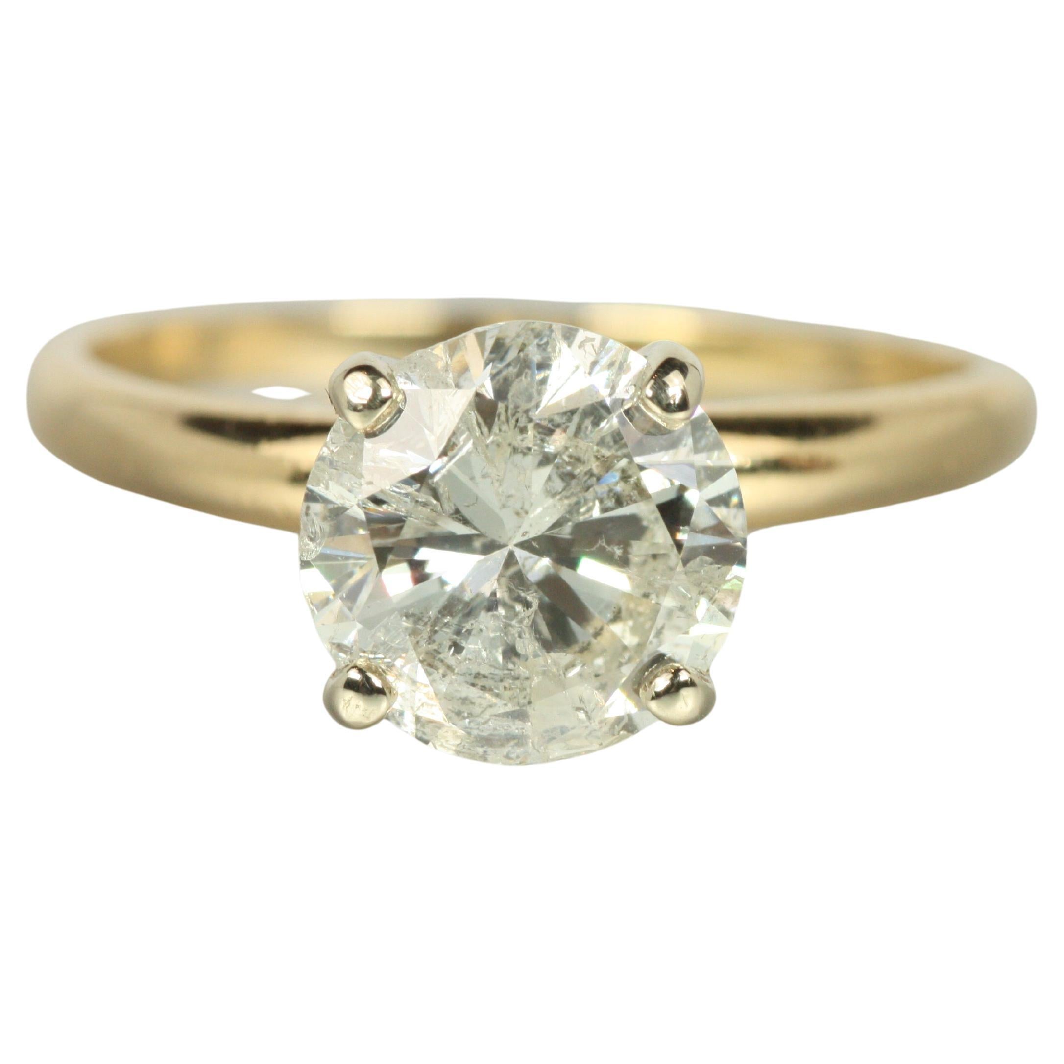 1.57ct Round Diamond Solitaire Engagement Ring in 14K Yellow Gold