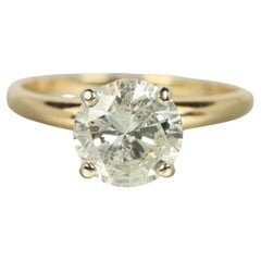 Anillo de compromiso solitario con diamante redondo de 1,57 ct en oro amarillo de 14 quilates