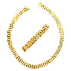 157g Gram 18 Karat Gold Link Chain Design Gold Necklace and Bracelet Men's Set