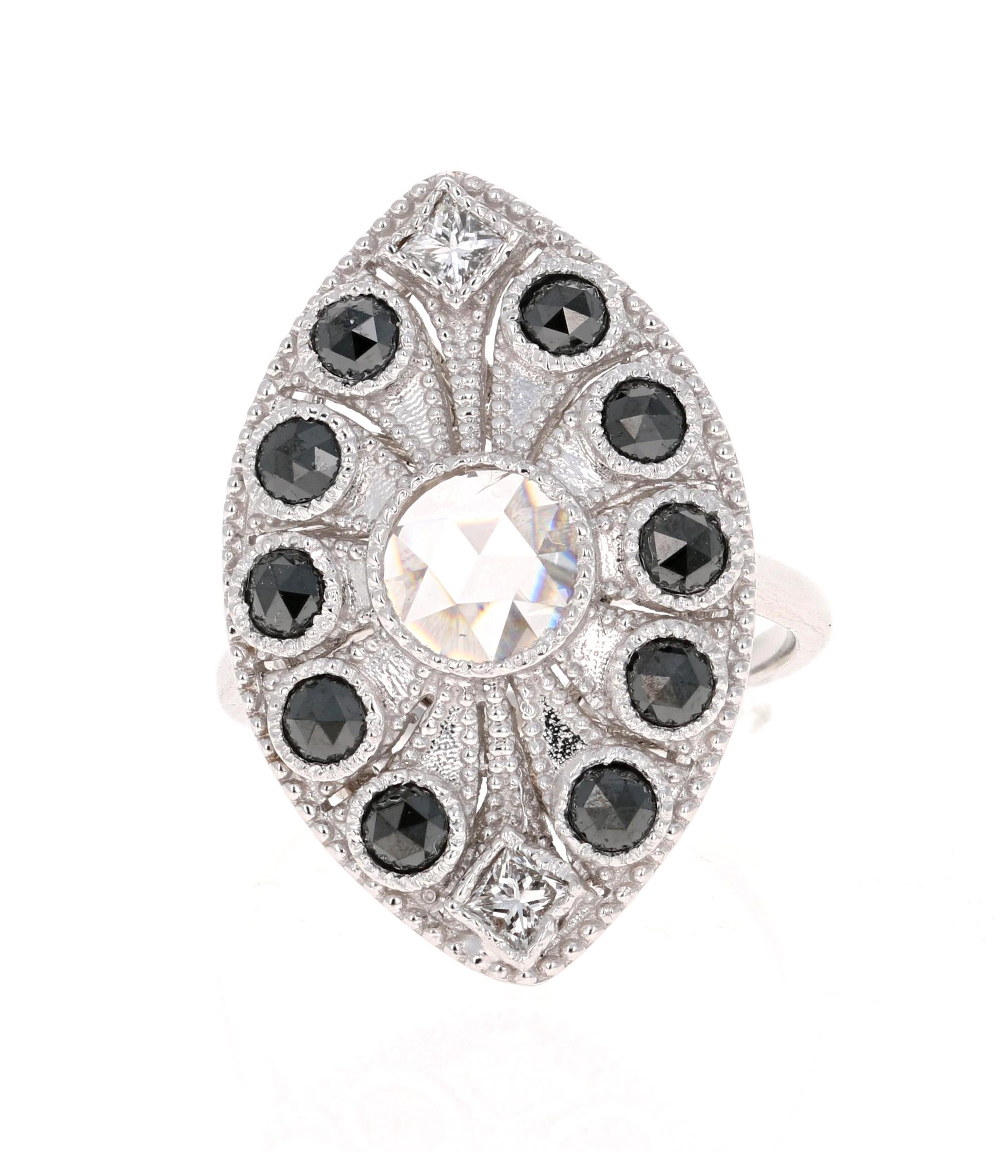 Simple yet Elegant.....This classic design is going to elevate your accessory wardrobe! Use it as a cocktail ring or as a daily statement ring! 
The design of this ring is inspired from the Art Deco period but the use of Black Diamonds along with