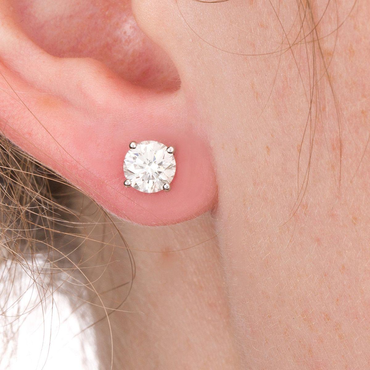 1.58 Carat Brilliant Cut Diamond 18 Karat White Gold Stud Earrings For Sale 7