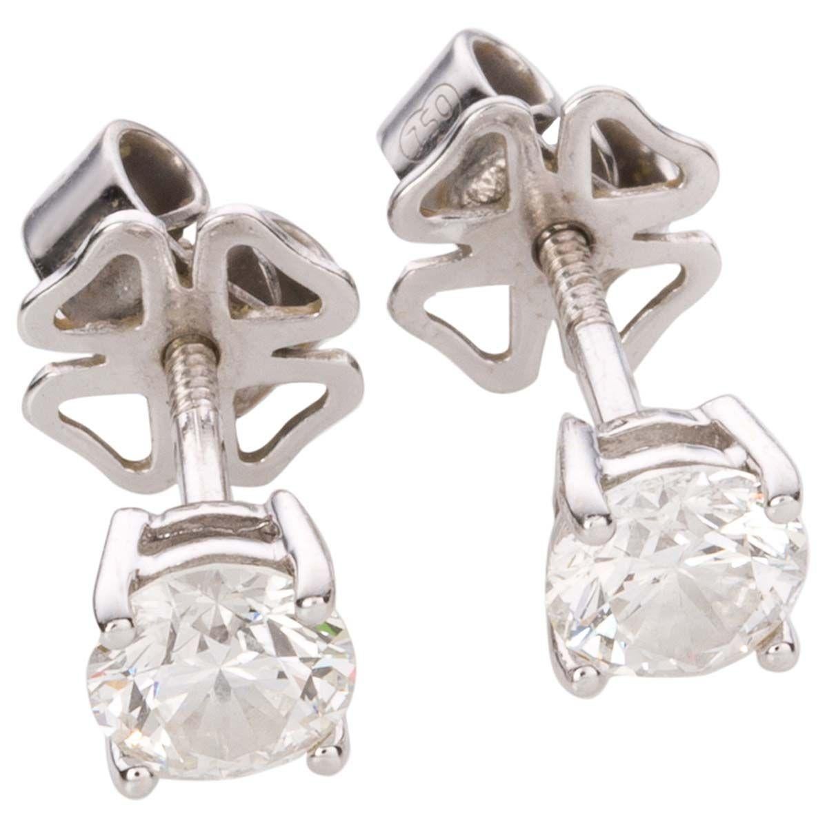 1.58 Carat Brilliant Cut Diamond 18 Karat White Gold Stud Earrings In Excellent Condition For Sale In QLD , AU