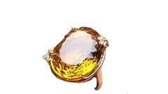 15.8 Carat Citrine Diamond Ring 18 Karat Rose Gold