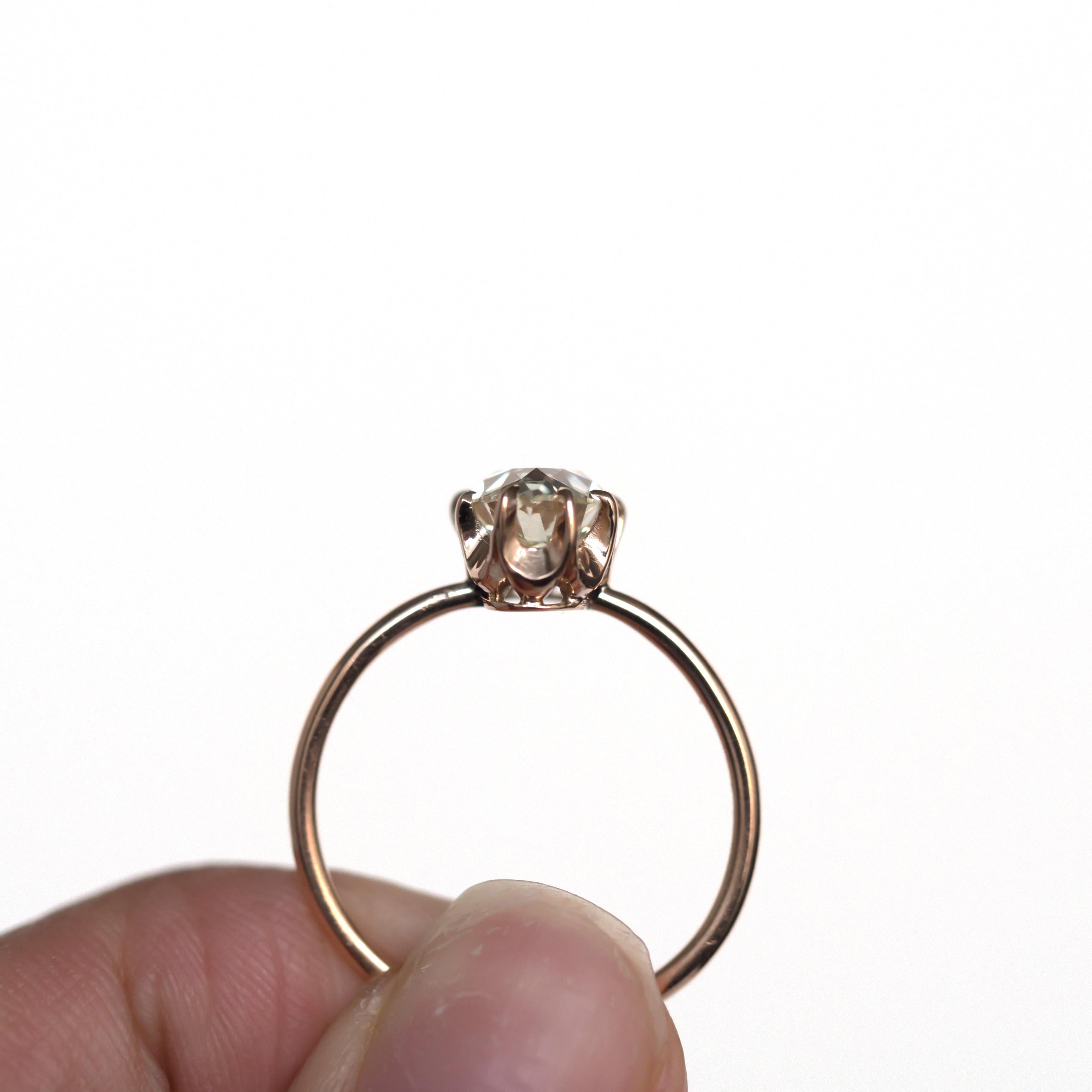 1.58 Carat Diamond Yellow Gold Engagement Ring In Good Condition In Atlanta, GA