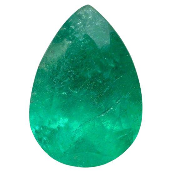 Esmeralda colombiana verde mediana de 1,58 quilates - Lágrima talla pera Birthstone de mayo