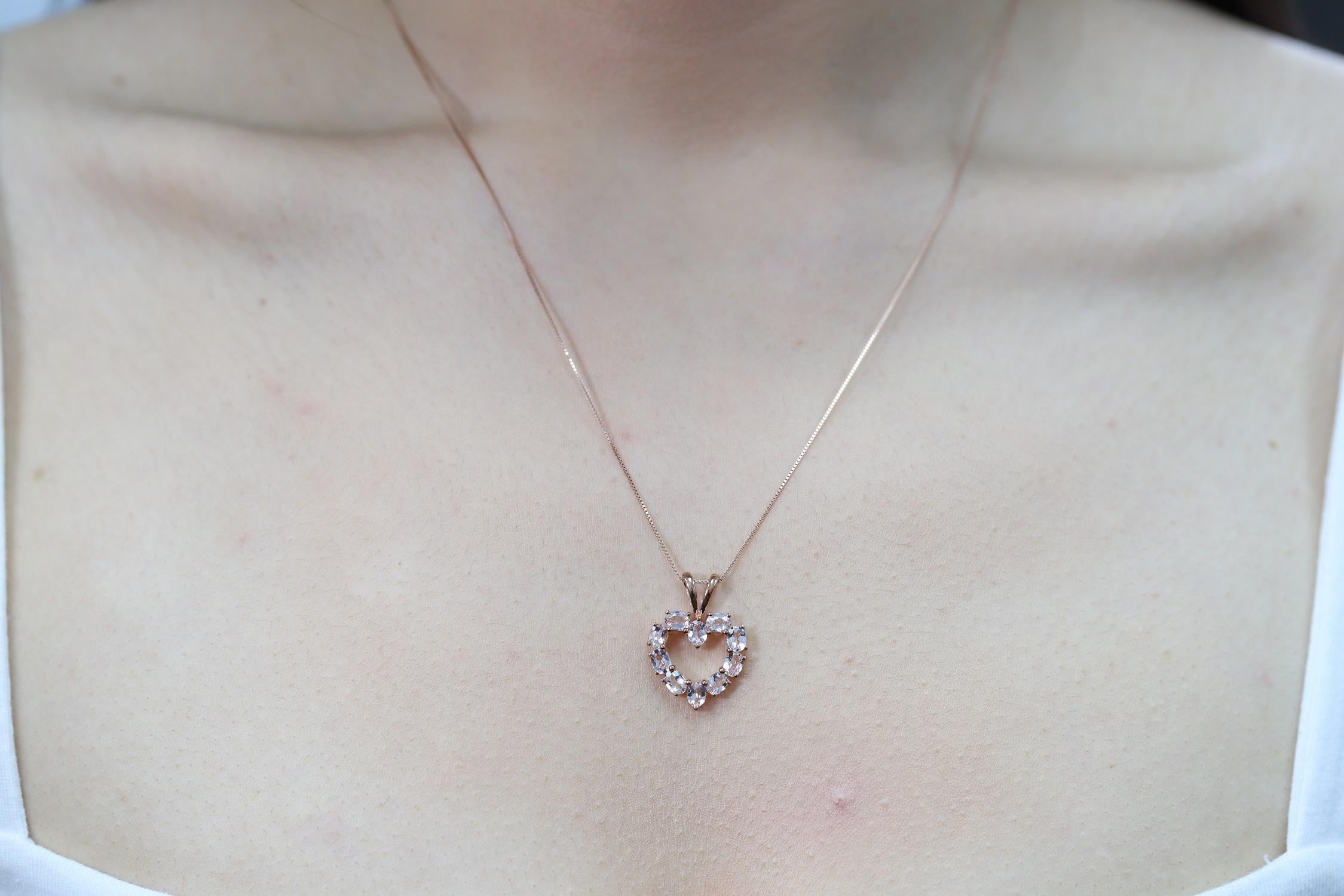 Decorate yourself in elegance with this Pendant, crafted from 10-karat Rose Gold by Gin & Grace Pendant. This Pendant is made up of 3X4 Oval-Cut Prong setting Morganite (10 Pcs) 1.58 Carat. This Pendant weighs 2.22 grams. The gorgeous Pendant hangs