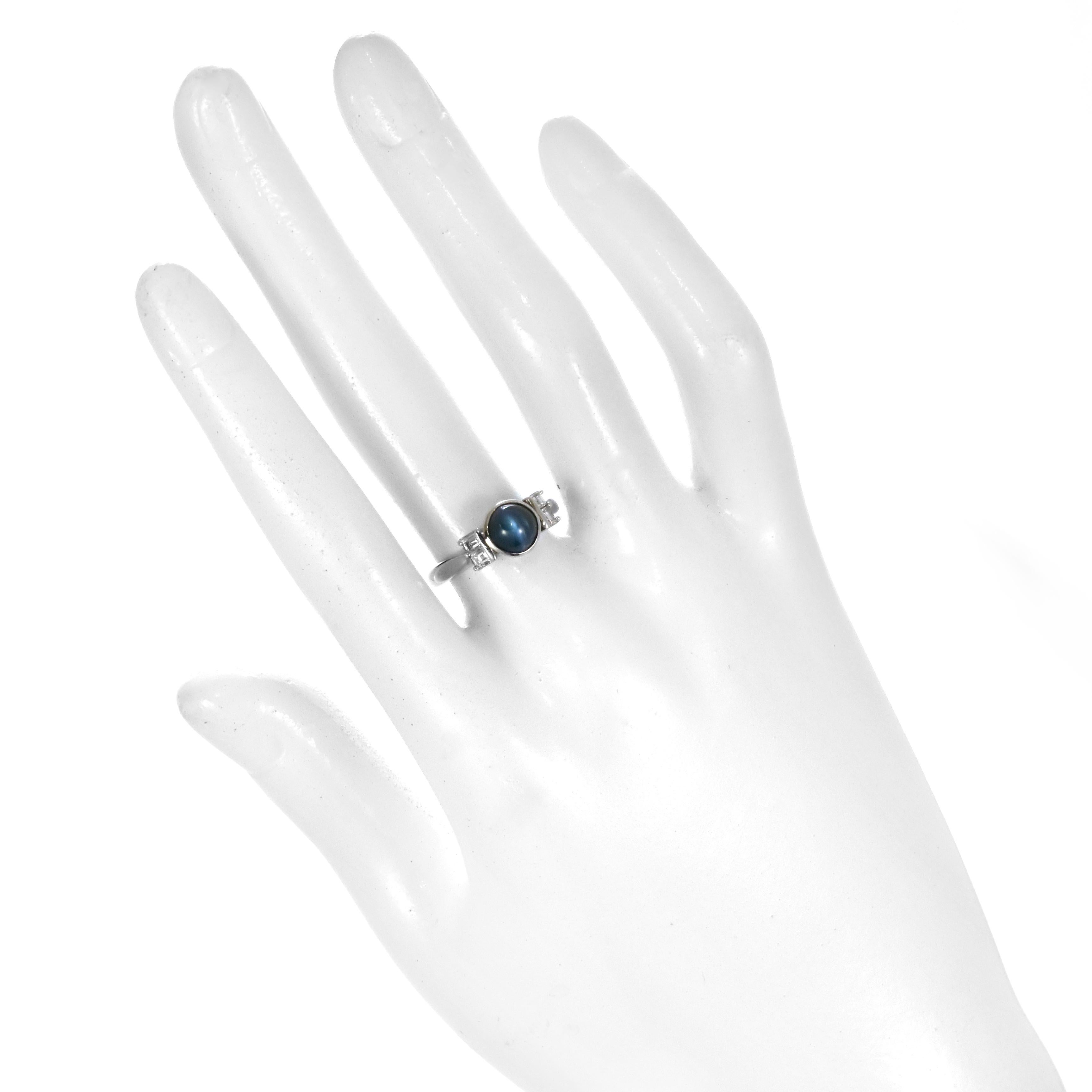 1.58 Carat Natural Alexandrite Cat's Eye and Diamond Ring Made in Platinum Excellent état - En vente à Tokyo, JP