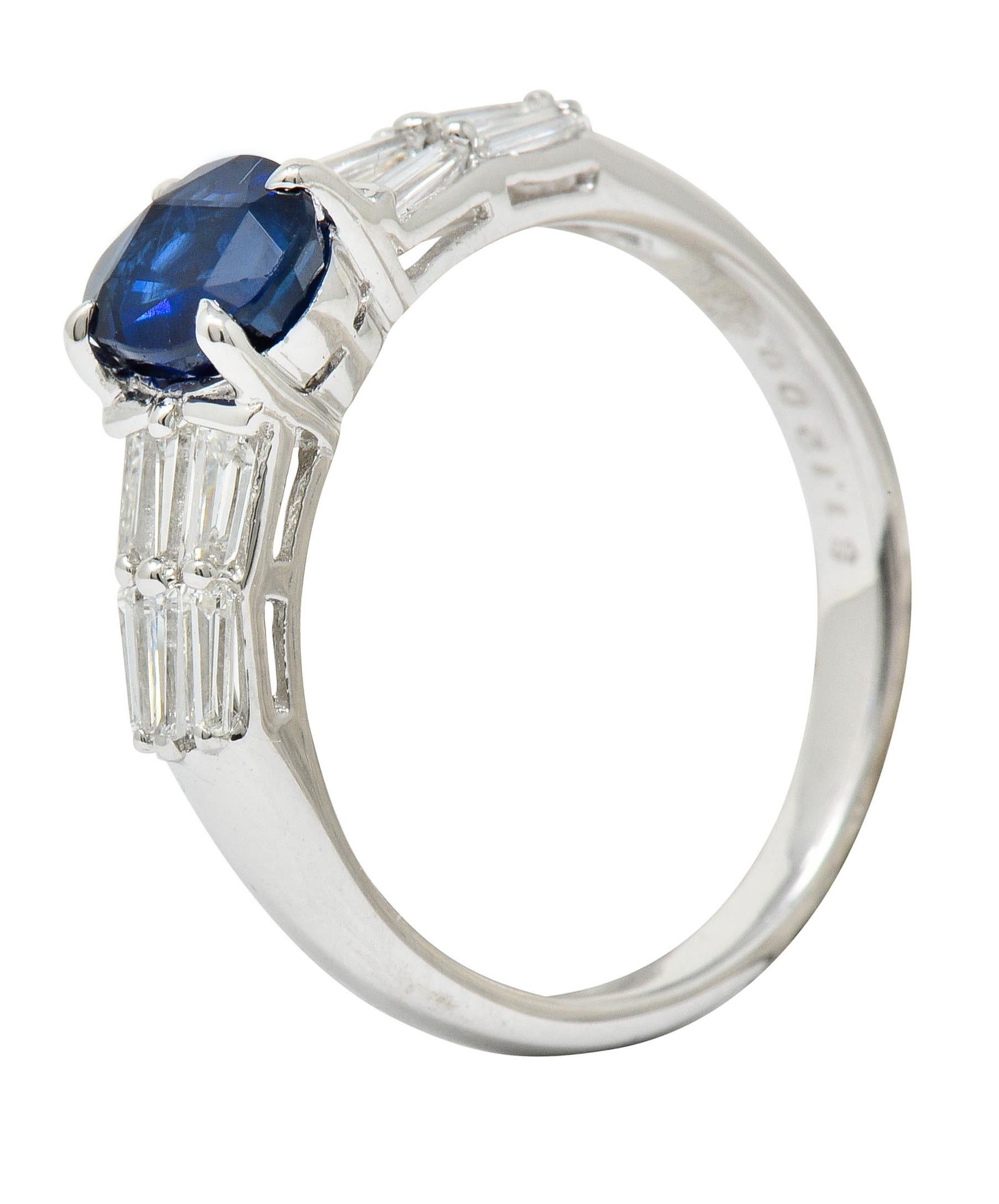 1.58 Carat No Heat Burma Sapphire Diamond Platinum Statement Ring GIA 4