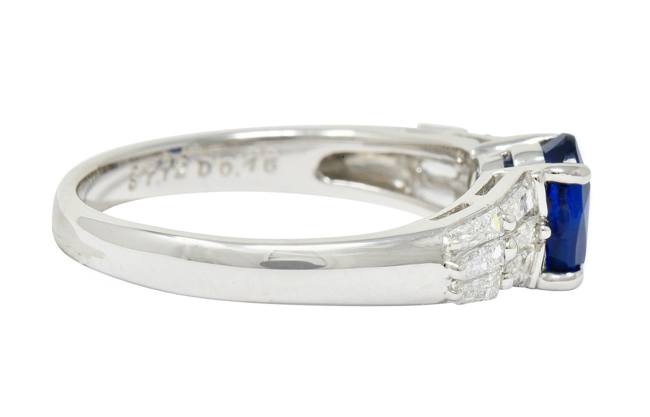 Contemporary 1.58 Carat No Heat Burma Sapphire Diamond Platinum Statement Ring GIA