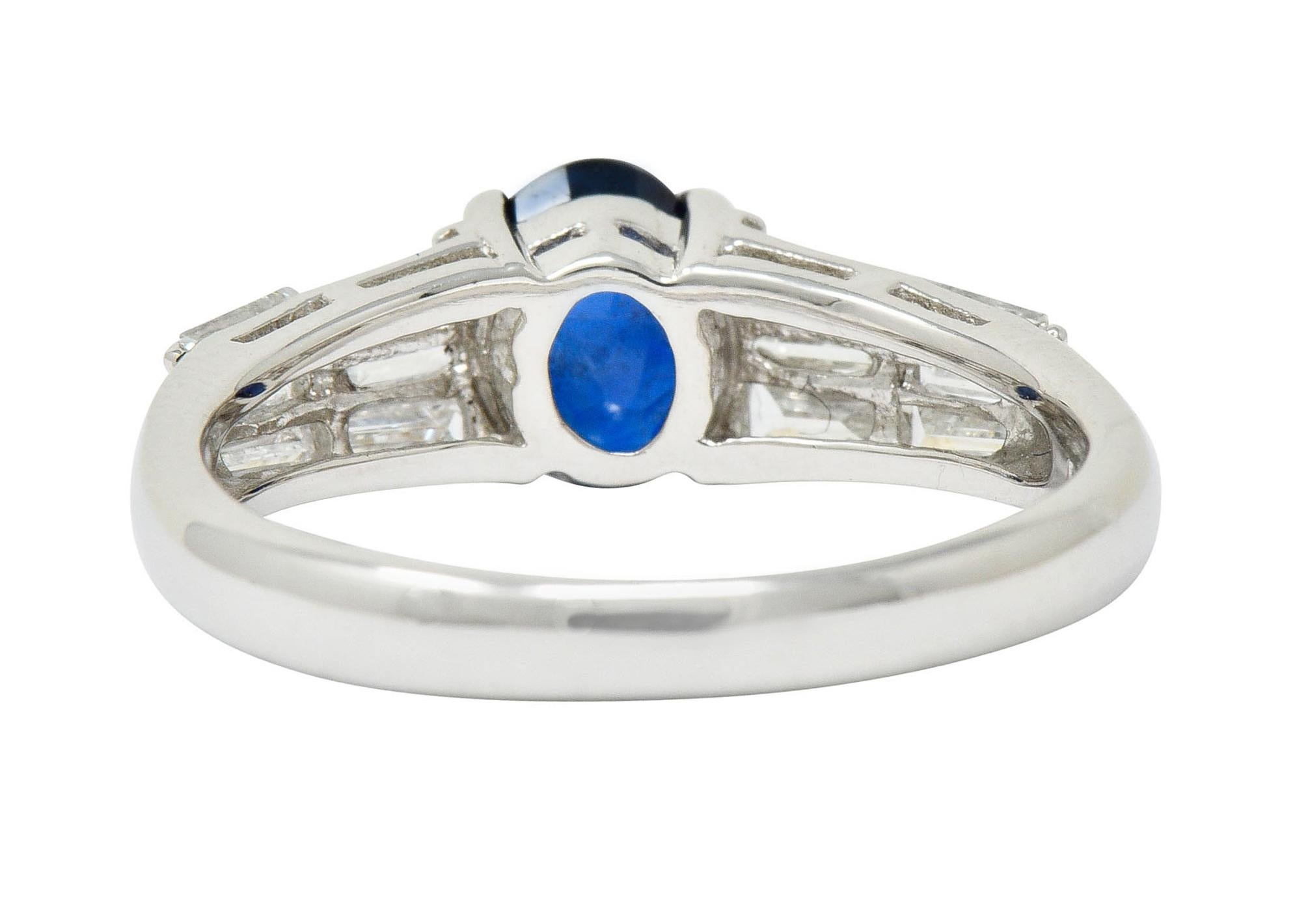 Oval Cut 1.58 Carat No Heat Burma Sapphire Diamond Platinum Statement Ring GIA
