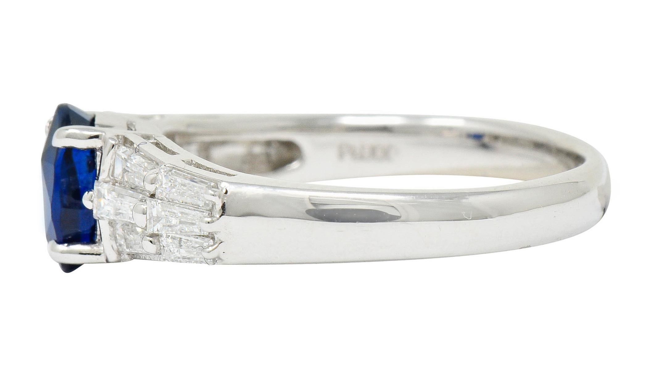 1.58 Carat No Heat Burma Sapphire Diamond Platinum Statement Ring GIA In Excellent Condition In Philadelphia, PA