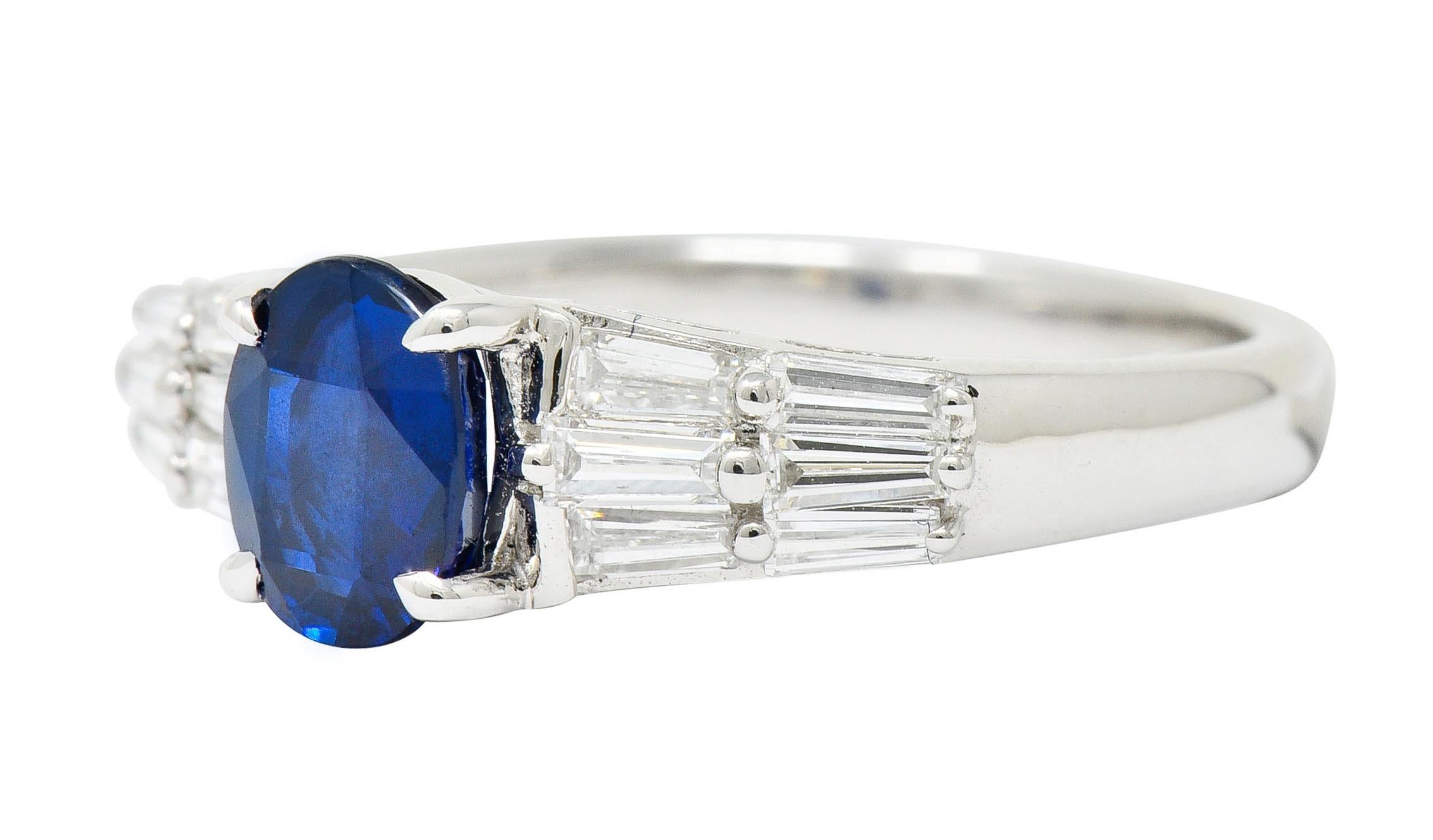 Women's or Men's 1.58 Carat No Heat Burma Sapphire Diamond Platinum Statement Ring GIA