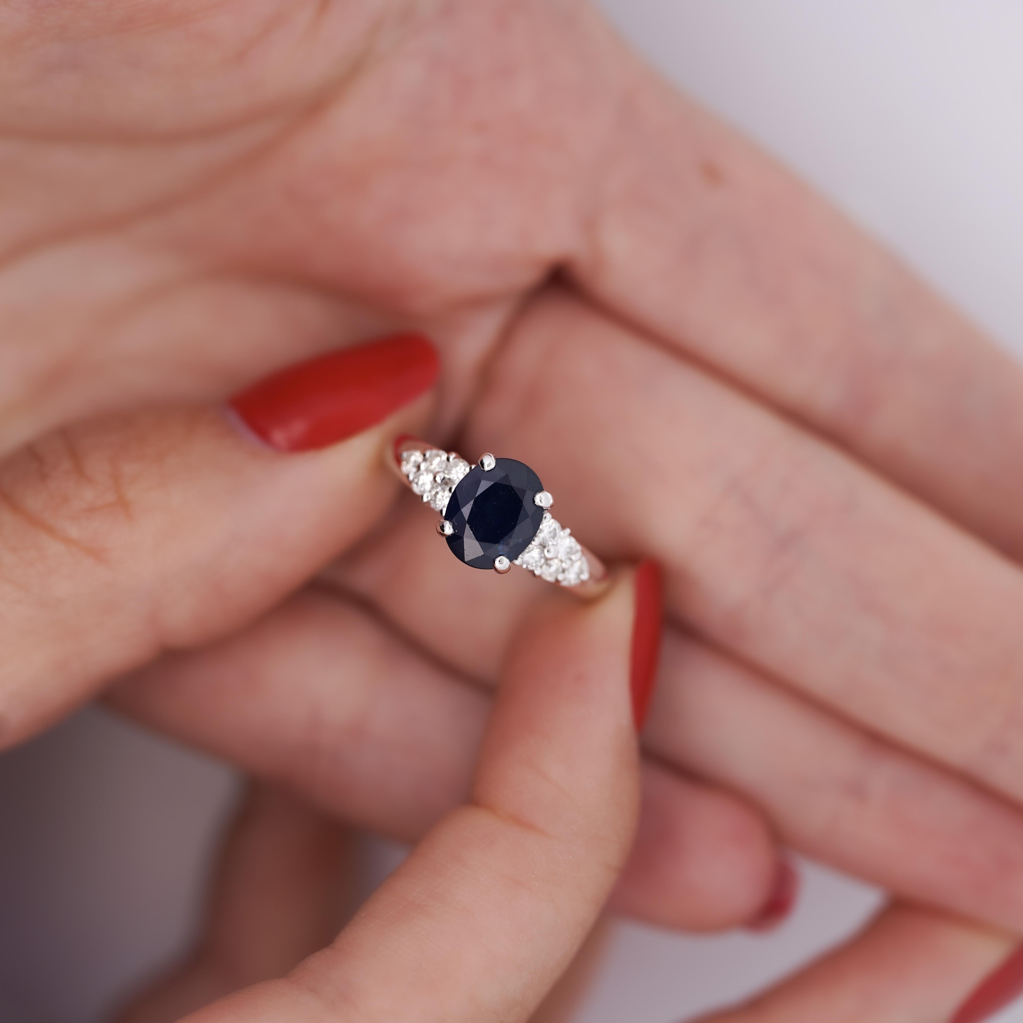 Natural 1.58 Carat Oval-Cut Blue Sapphire and 0.18 CTTW Round-Cut Diamond Filigree Setting in Platinum 900 Ring Size 6.

Details: 
Item Type: Cocktail Ring
Metal: Platinum 900
Size: 6
Setting: 4-Prong
Weight: 5.70 Grams
 
Center Gemstone