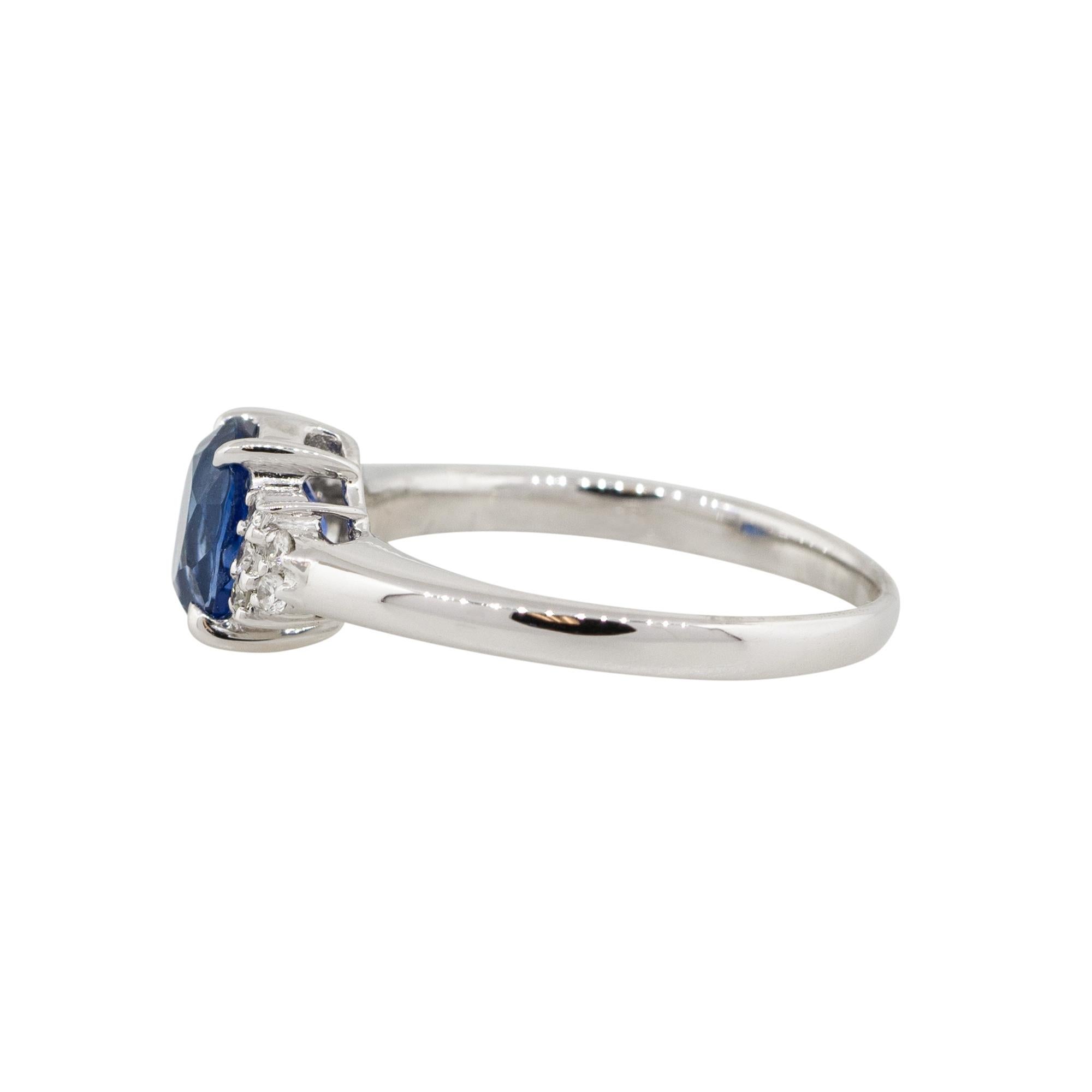 1.58 Carat Oval Shape Sapphire Diamond Cluster Cocktail Ring Platinum in Stock In New Condition For Sale In Boca Raton, FL