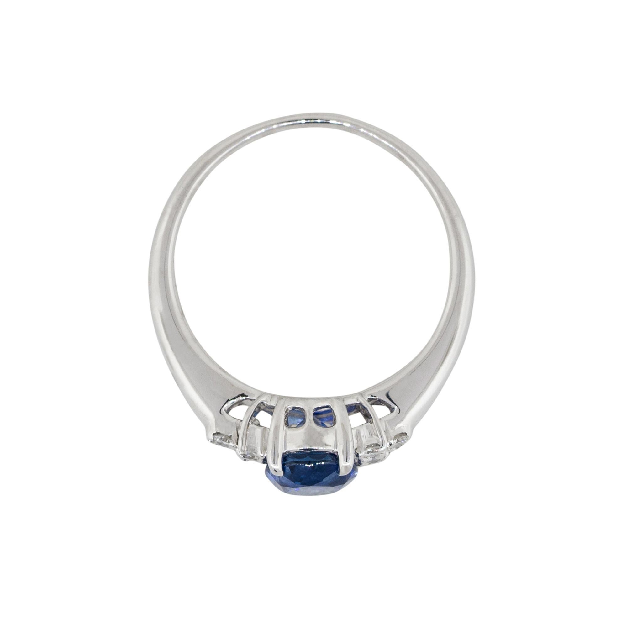 Men's 1.58 Carat Oval Shape Sapphire Diamond Cluster Cocktail Ring Platinum in Stock For Sale