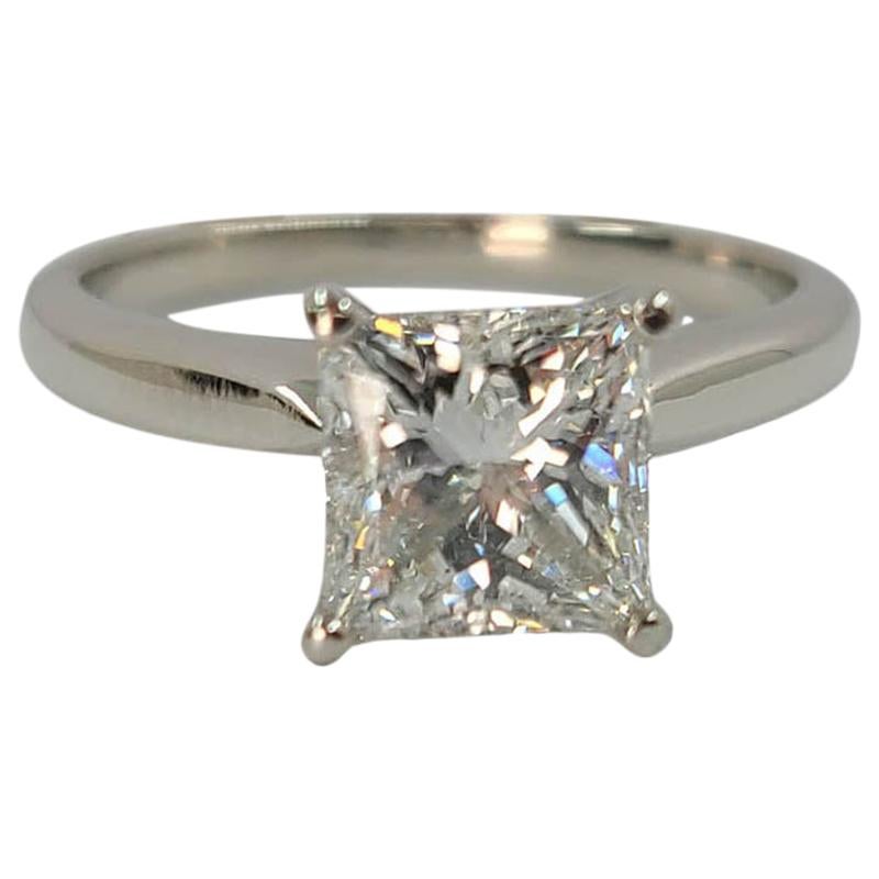 GIA Certified 1.58 Carat Princess Cut Diamond Solitaire Engagement Ring