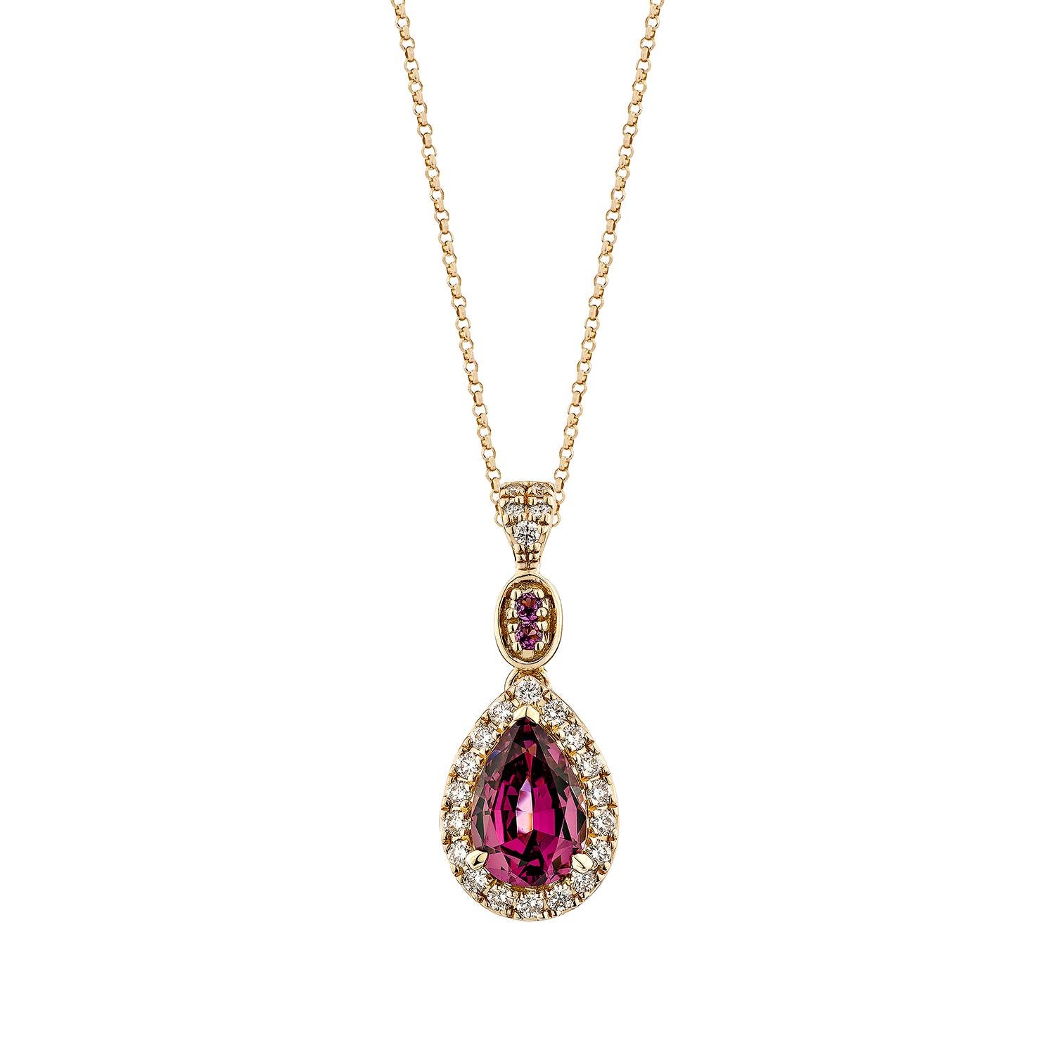 Contemporaneo Ciondolo con rodolite da 1,58 carati in 18KRG e diamante bianco di Sunita Nahata. in vendita