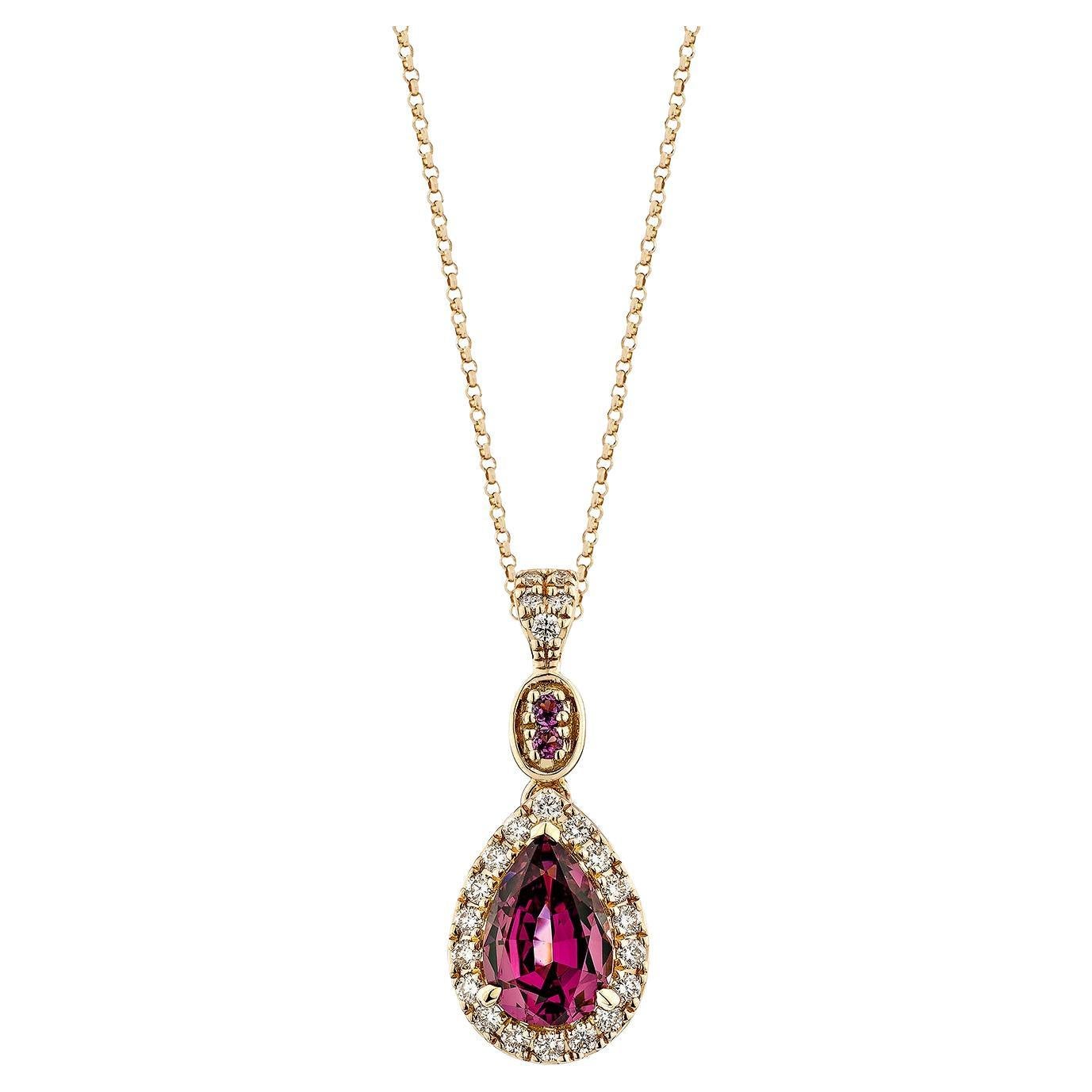 Ciondolo con rodolite da 1,58 carati in 18KRG e diamante bianco di Sunita Nahata.