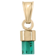 1.58 Carat Rough Colombian Emerald Pendant  18K Gold Vivid Green Crystal