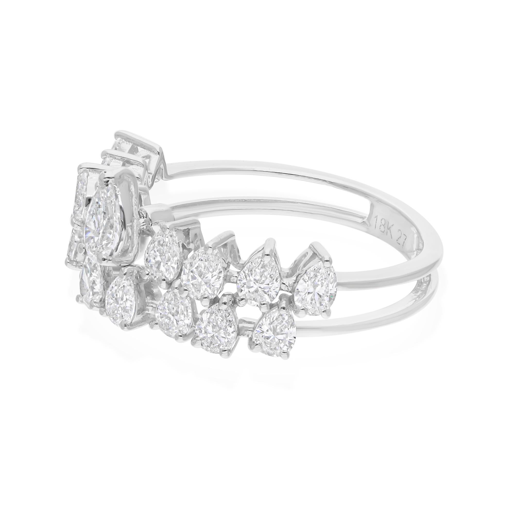 Modern 1.58 Carat SI/H Pear Brilliant Cut Diamond Ring 18 Karat White Gold Fine Jewelry For Sale