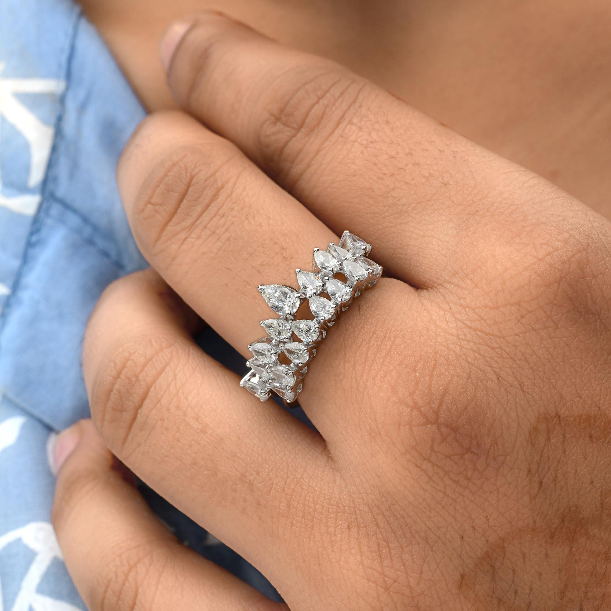 Pear Cut 1.58 Carat SI/H Pear Brilliant Cut Diamond Ring 18 Karat White Gold Fine Jewelry For Sale
