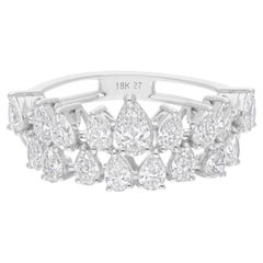1.58 Carat SI/H Pear Brilliant Cut Diamond Ring 18 Karat White Gold Fine Jewelry