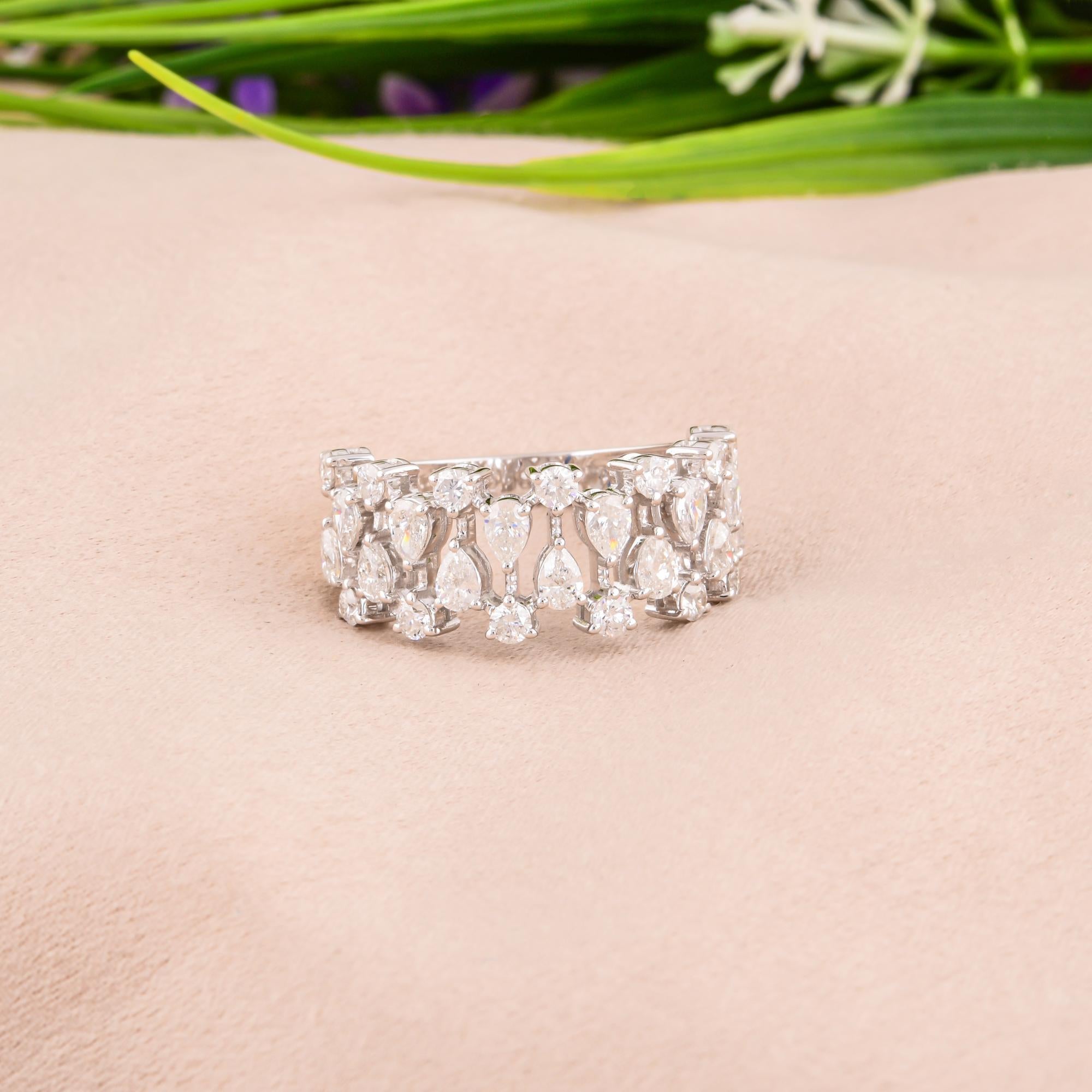 1,58 Karat SI/H runder birnenförmiger Diamantring 14 Karat Weißgold Handgefertigter Schmuck (Moderne) im Angebot
