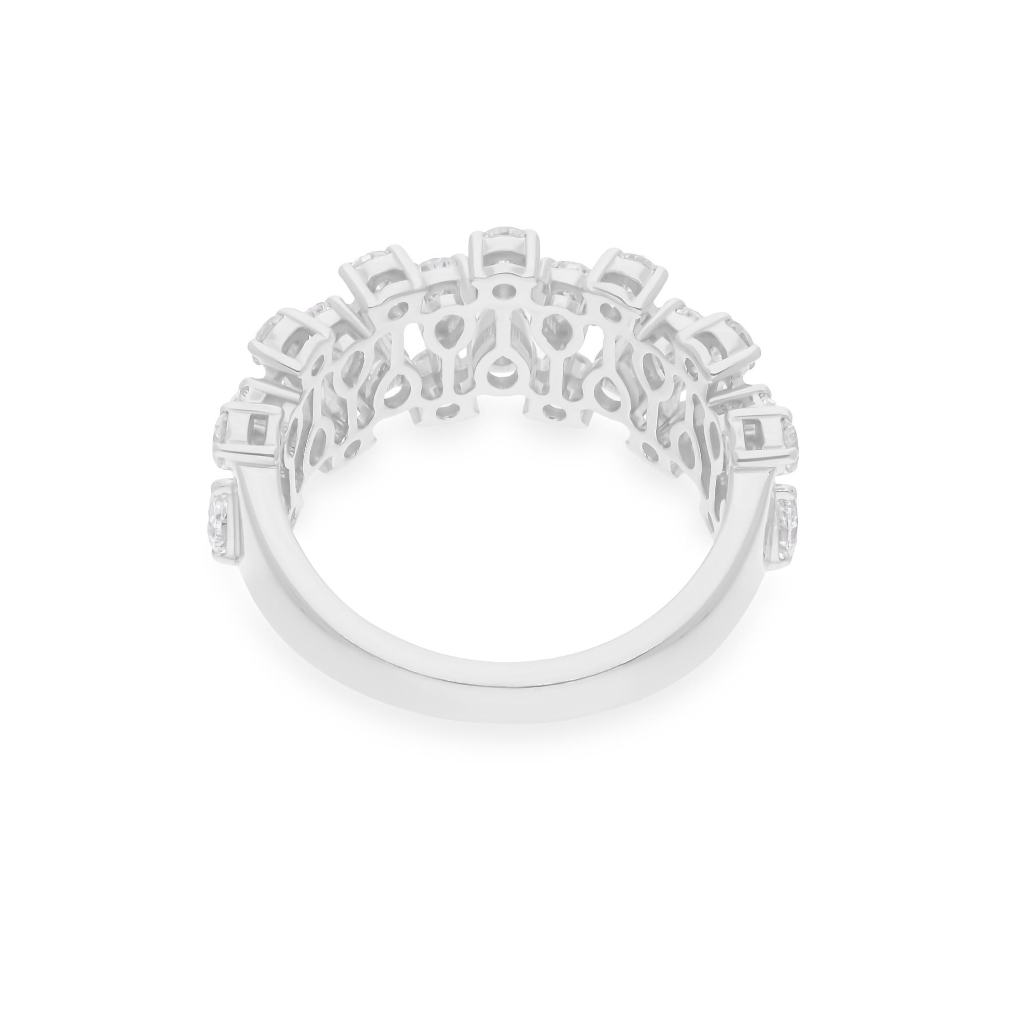 1,58 Karat SI/H runder birnenförmiger Diamantring 14 Karat Weißgold Handgefertigter Schmuck (Rundschliff) im Angebot