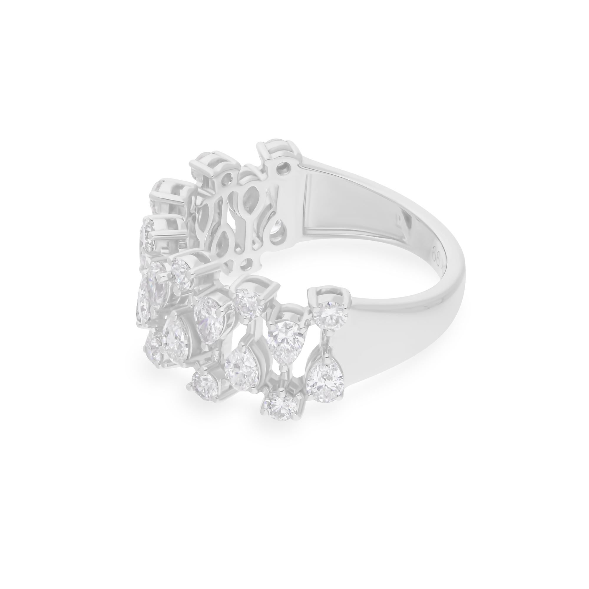 1,58 Karat SI/H runder birnenförmiger Diamantring 14 Karat Weißgold Handgefertigter Schmuck im Zustand „Neu“ im Angebot in Diera, Dubai