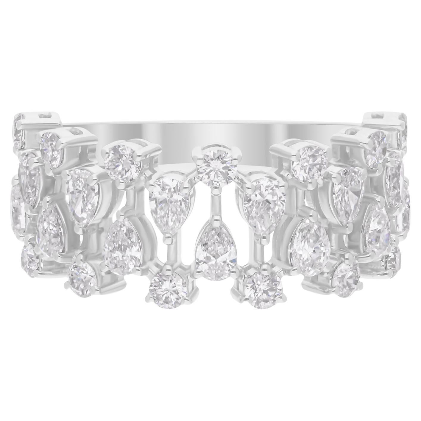 1,58 Karat SI/H runder birnenförmiger Diamantring aus 18 Karat Weißgold Handgefertigter Schmuck