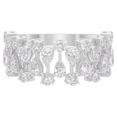 1.58 Carat SI/H Round Pear Diamond Ring 18 Karat White Gold Handmade Jewelry