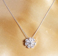 1.58 Carats Mixed Shape Diamonds 18K Gold Pendant Necklace