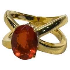 1.58 ct. Fire Opal and .15 ct Diamonds Split Shank 18k Gold Ring
