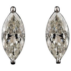 1.58 Ct Marquise Cut Natural Diamond Stud Earrings 18k Solid Gold Jewelry