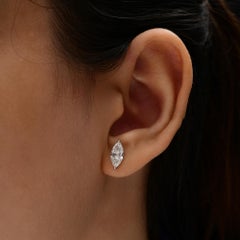 1.58 Ct Marquise Cut SI/H Diamond Solitaire Stud Earrings 14k White Gold Jewelry