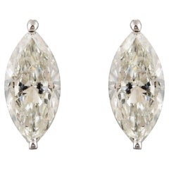 1.58 Ct Marquise Cut SI/H Diamond Solitaire Stud Earrings 14k White Gold Jewelry