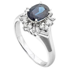 1.58 Ct Natural Sapphire and 0.33 Ct Natural Diamonds Ring, No Reserve Price