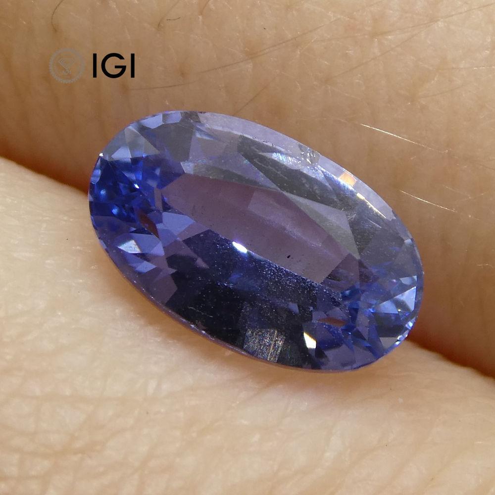 Mixed Cut 1.58 Ct Oval Blue Sapphire IGI Certified Unheated For Sale