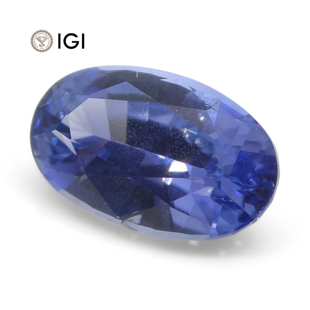1.58 Ct Oval Blue Sapphire IGI Certified Unheated For Sale 1