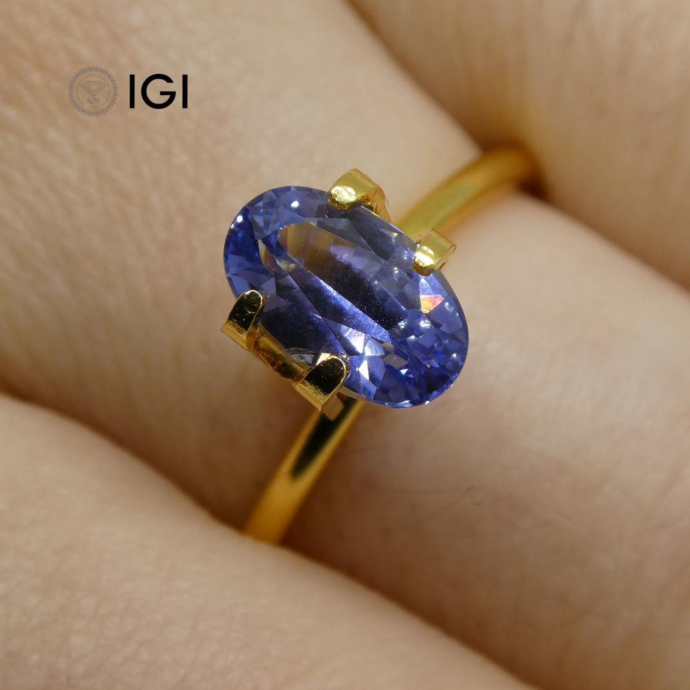 1.58 Ct Oval Blue Sapphire IGI Certified Unheated For Sale 3