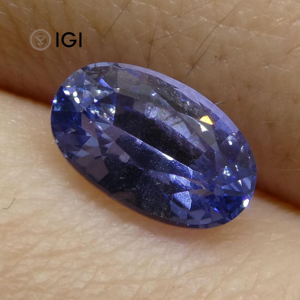 1.58 Ct Oval Blue Sapphire IGI Certified Unheated For Sale 4