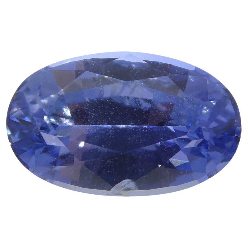 Saphir bleu ovale 1,58 carat non chauffé certifié IGI