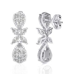 1.58 CTW Diamonds Tear Drop 18K White Gold Dangling Maria Collection Earrings