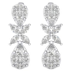 1.58 CTW Diamonds Tear Drop 18K White Gold Dangling Maria Collection Earrings