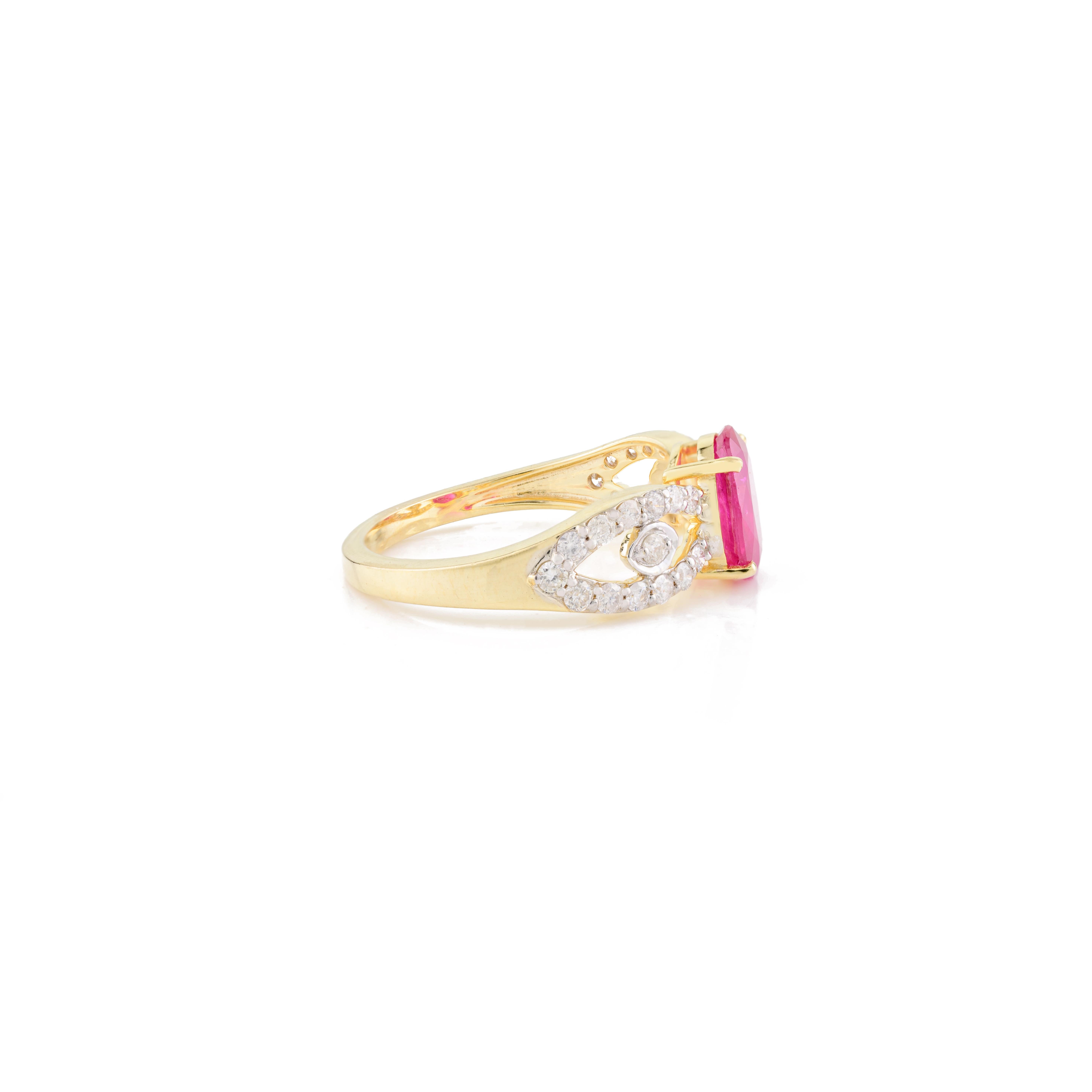 En venta: 1.58 CTW Anillo de Boda con Diamante Rubí Natural Regalo para Mamá en Oro Amarillo Macizo de 14k  7