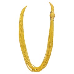 158 Gm of 18 Karat Gold With 18 Strand 24 " Long Lariat & Heavy Clasp Necklace