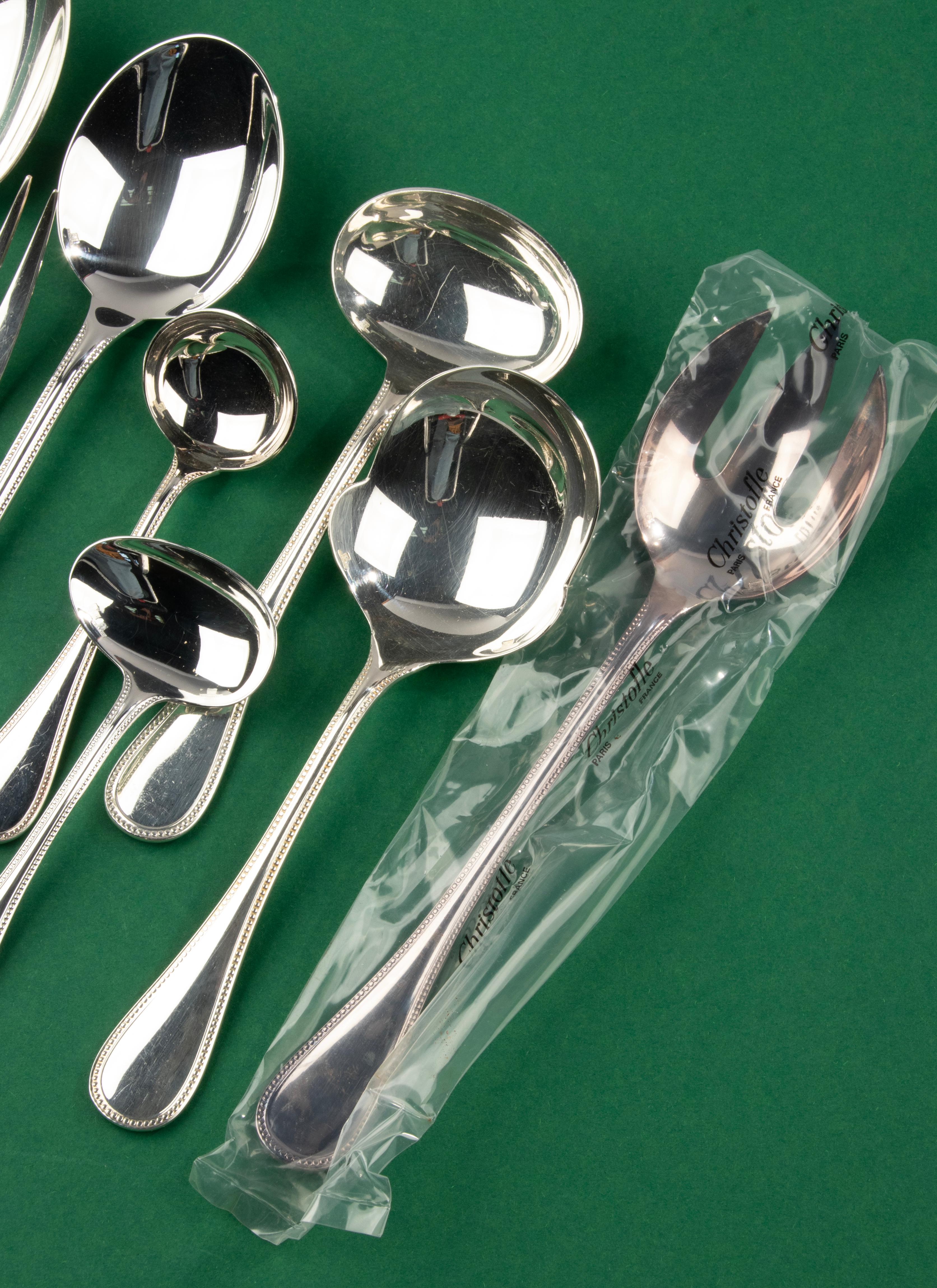 158-Piece Set Silver Plated Tableware - Christofle - Perles - for 12 Persons 9