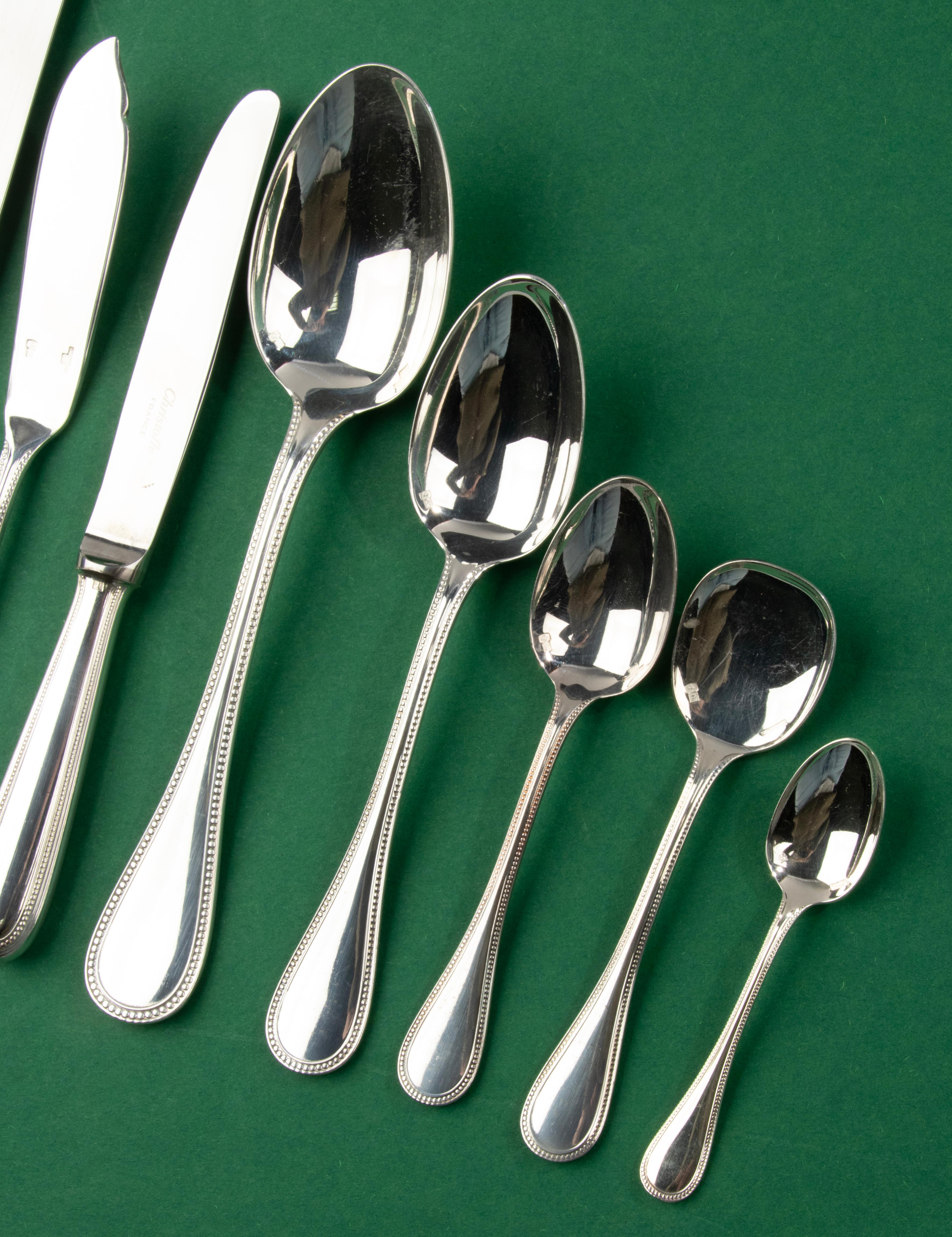 158-Piece Set Silver Plated Tableware - Christofle - Perles - for 12 Persons 1
